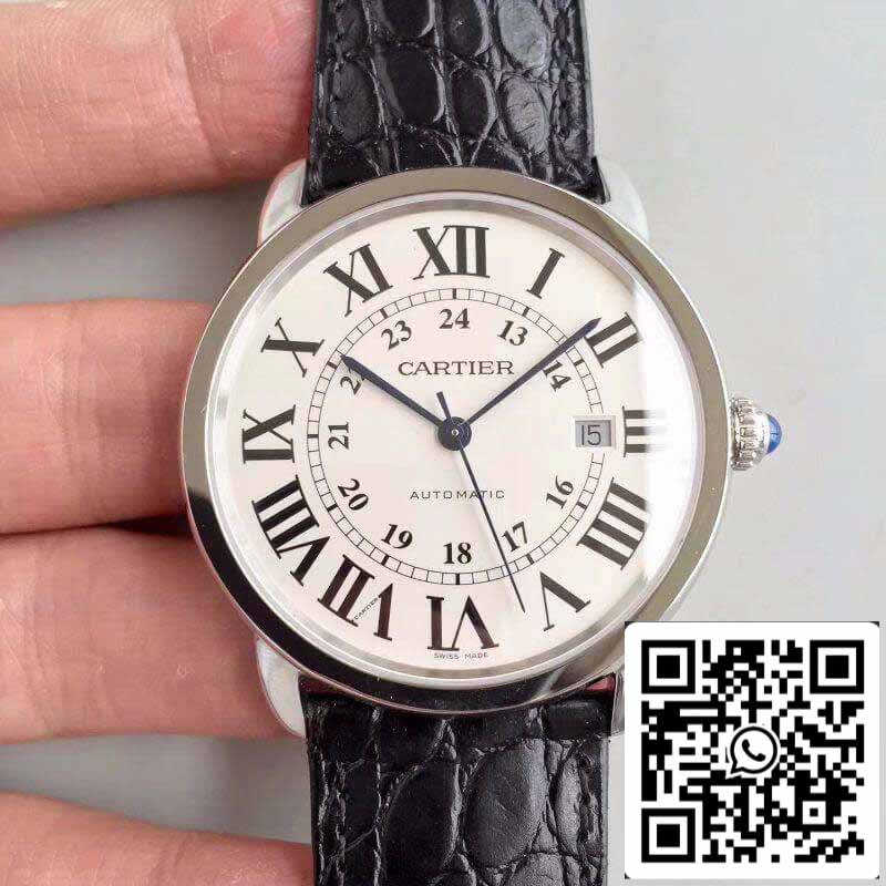 ساعة روند سولو دي كارتييه W6701010 ZF Factory للرجال، إصدار 1:1، سويسرية، ETA9015، مينا بيضاء