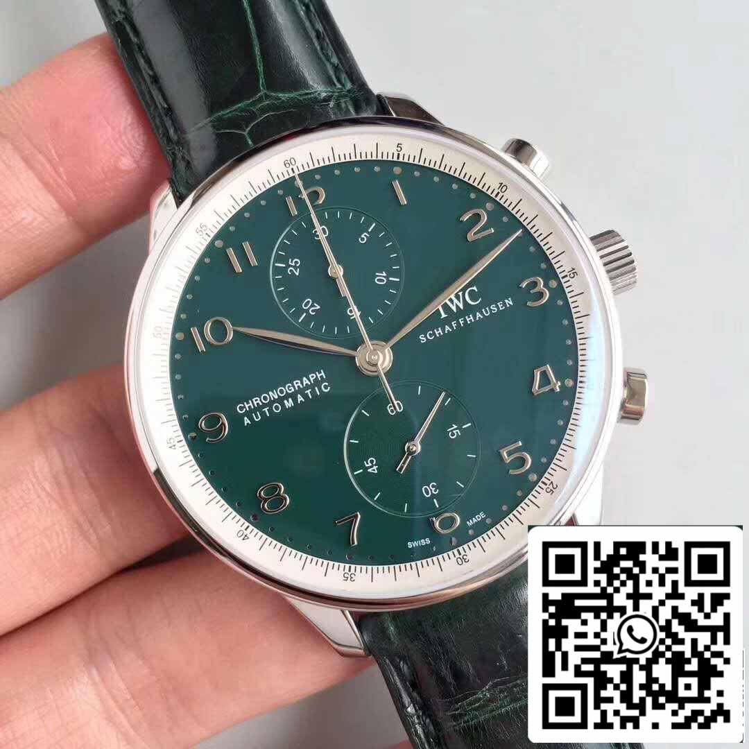 IWC Portuguese YL Factory 1:1 Best Edition Swiss ETA69355 Mostrador Verde Com Marcadores Prateados