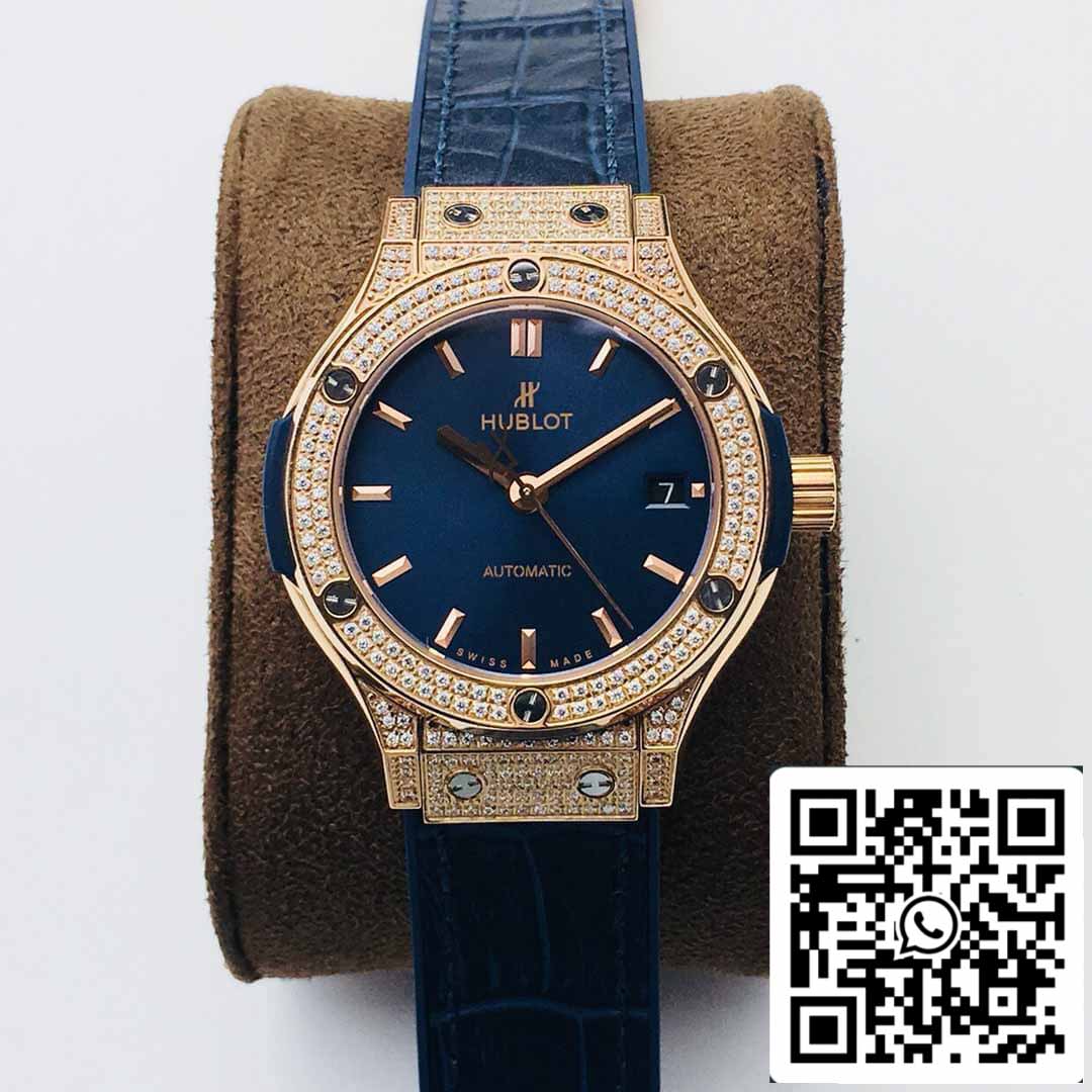ساعة هوبلو كلاسيك فيوجن 38 مم 1:1 بيست إيديشن HB Factory Diamond Case