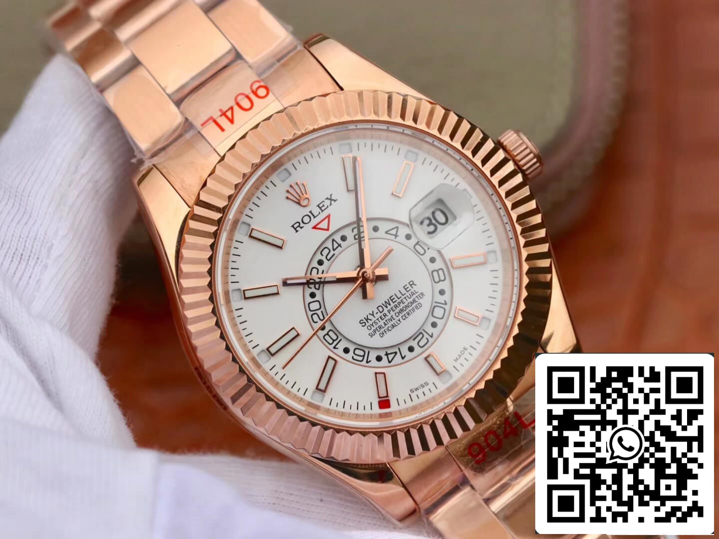 Rolex Sky Dweller M326935-0005 Melhor Edição 1:1 Noob Factory Ouro rosa