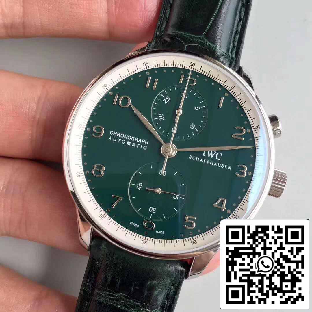 IWC Portuguese YL Factory 1:1 Best Edition Swiss ETA69355 Mostrador Verde Com Marcadores Prateados