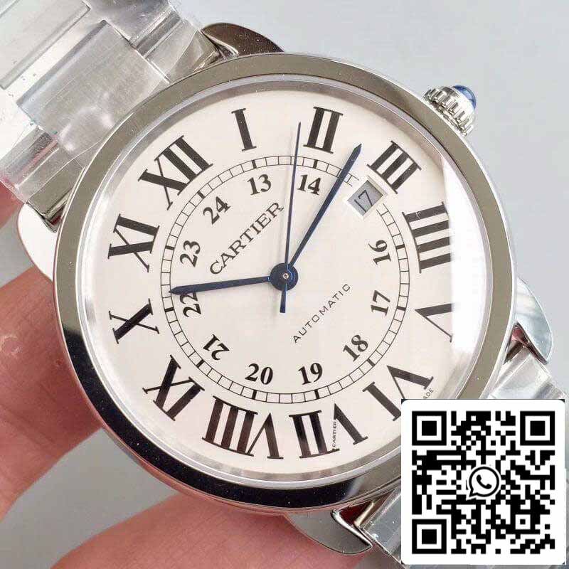 ساعة روند سولو دي كارتييه W670101 ZF Factory للرجال، إصدار 1:1، سويسرية، ETA9015، مينا بيضاء