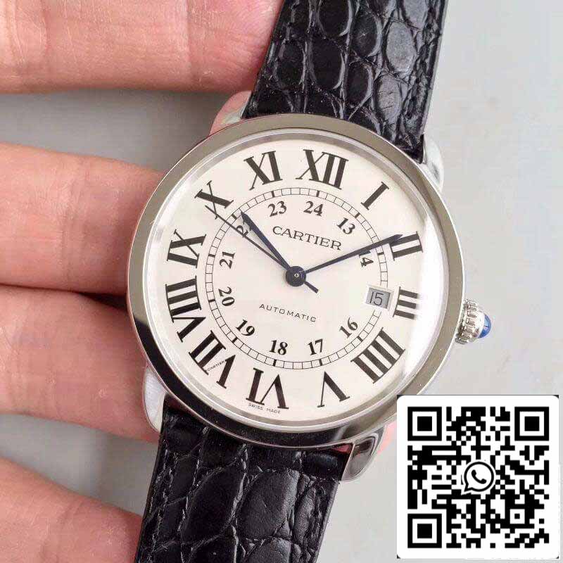 ساعة روند سولو دي كارتييه W6701010 ZF Factory للرجال، إصدار 1:1، سويسرية، ETA9015، مينا بيضاء