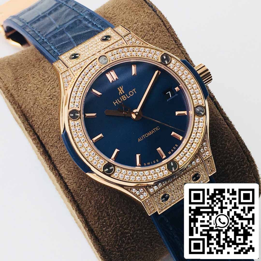 ساعة هوبلو كلاسيك فيوجن 38 مم 1:1 بيست إيديشن HB Factory Diamond Case