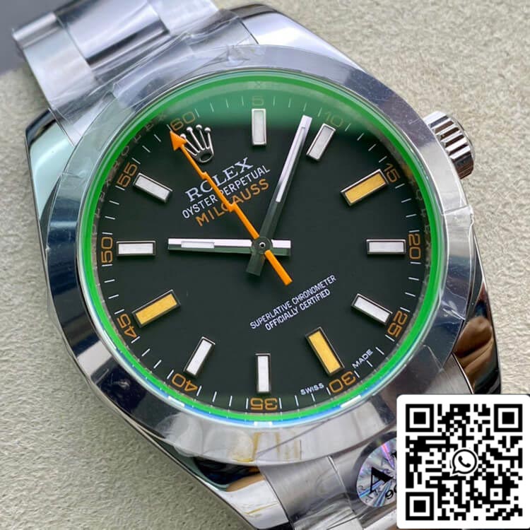 Rolex Milgauss 116400GV AR Factory 1:1 Melhor Edição Suíço ETA3131 Mostrador Preto