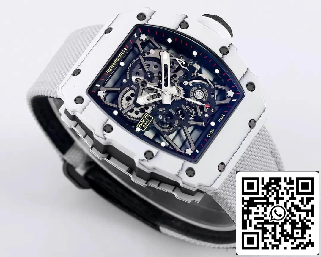 Richard Mille RM35-01 1:1 Best Edition BBR Factory Caixa de fibra de carbono branca