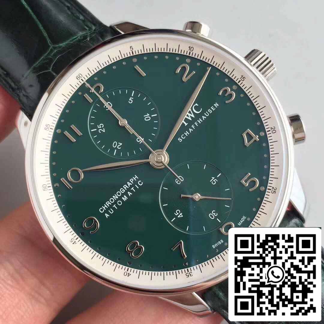 IWC Portuguese YL Factory 1:1 Best Edition Swiss ETA69355 Mostrador Verde Com Marcadores Prateados