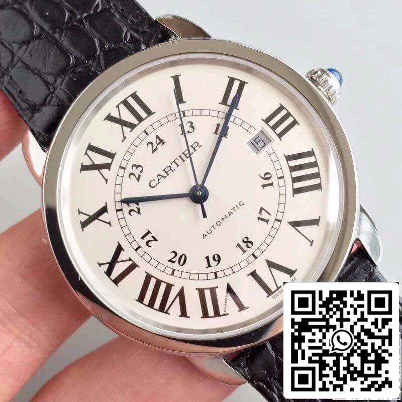 ساعة روند سولو دي كارتييه W6701010 ZF Factory للرجال، إصدار 1:1، سويسرية، ETA9015، مينا بيضاء