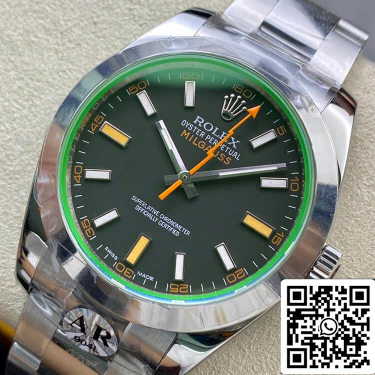 Rolex Milgauss 116400GV AR Factory 1:1 Melhor Edição Suíço ETA3131 Mostrador Preto