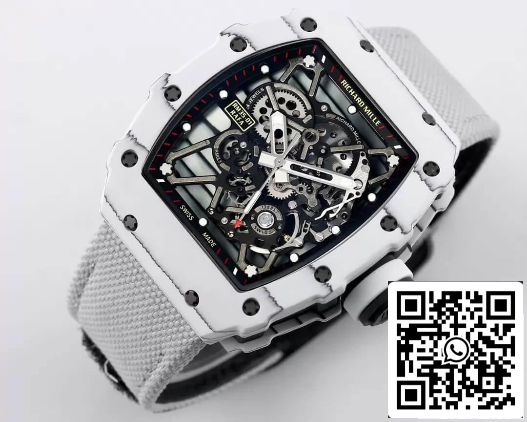 Richard Mille RM35-01 1:1 Best Edition BBR Factory Caixa de fibra de carbono branca