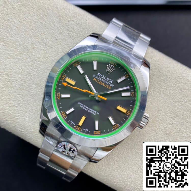 Rolex Milgauss 116400GV AR Factory 1:1 Melhor Edição Suíço ETA3131 Mostrador Preto
