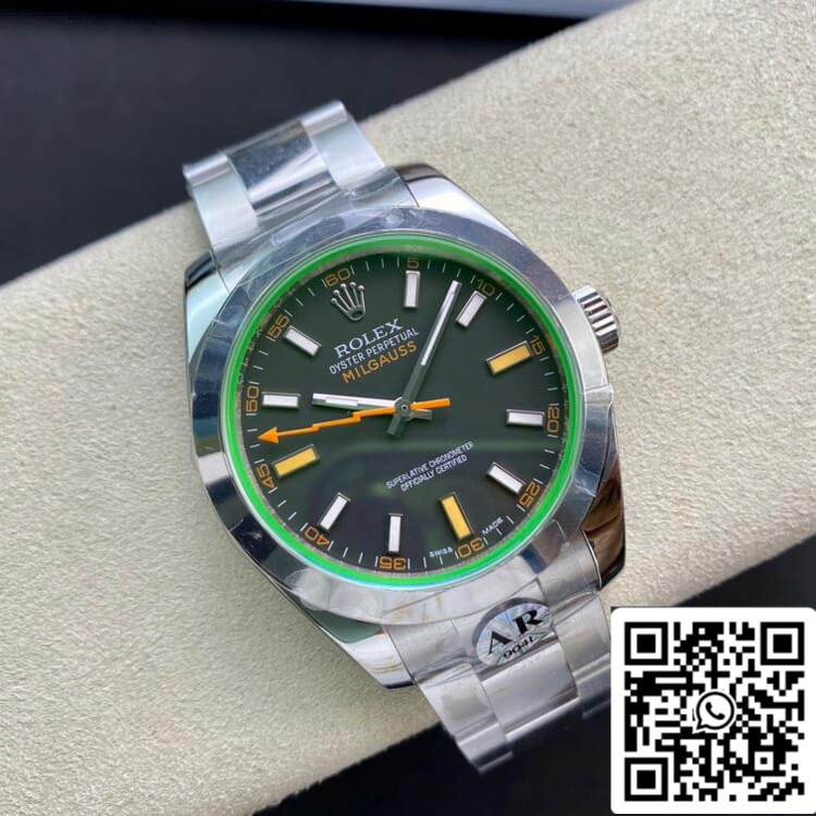 Rolex Milgauss 116400GV AR Factory 1:1 Melhor Edição Suíço ETA3131 Mostrador Preto
