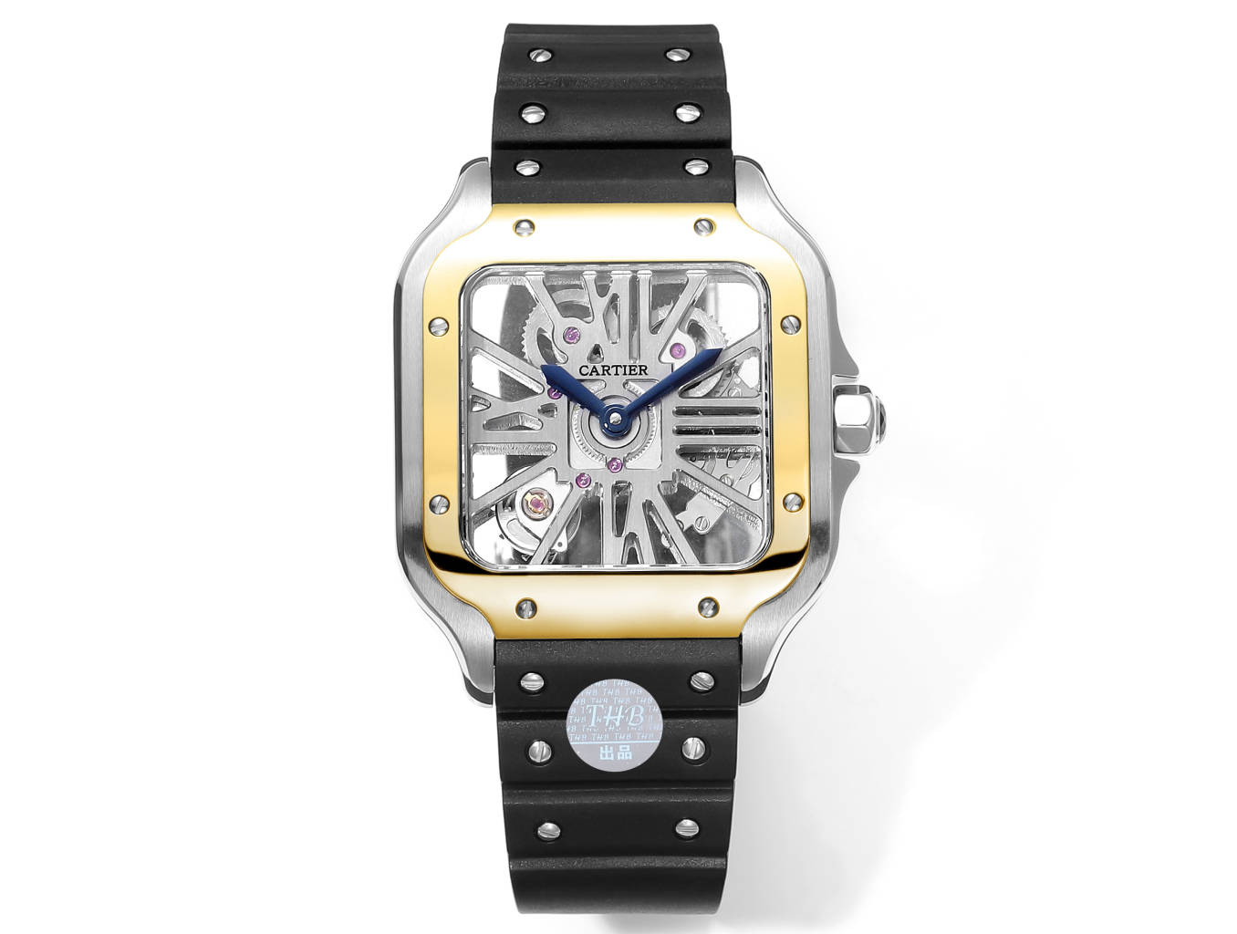 Cartier santos Skeleton 40mm THB Factory 1:1 Melhor Edição Moldura Dourada e Caixa Branca