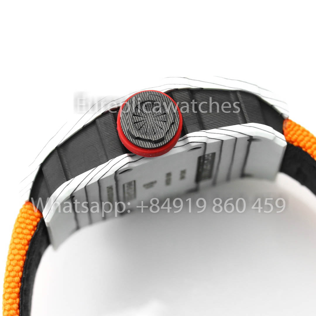 Richard Mille RM35-01 Carbono Branco 1:1 Melhor Clone BBR Factory V2 Alça de Velcro Amarela