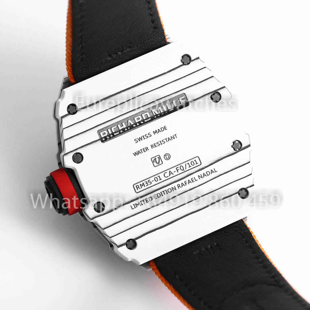 Richard Mille RM35-01 Carbono Branco 1:1 Melhor Clone BBR Factory V2 Alça de Velcro Amarela