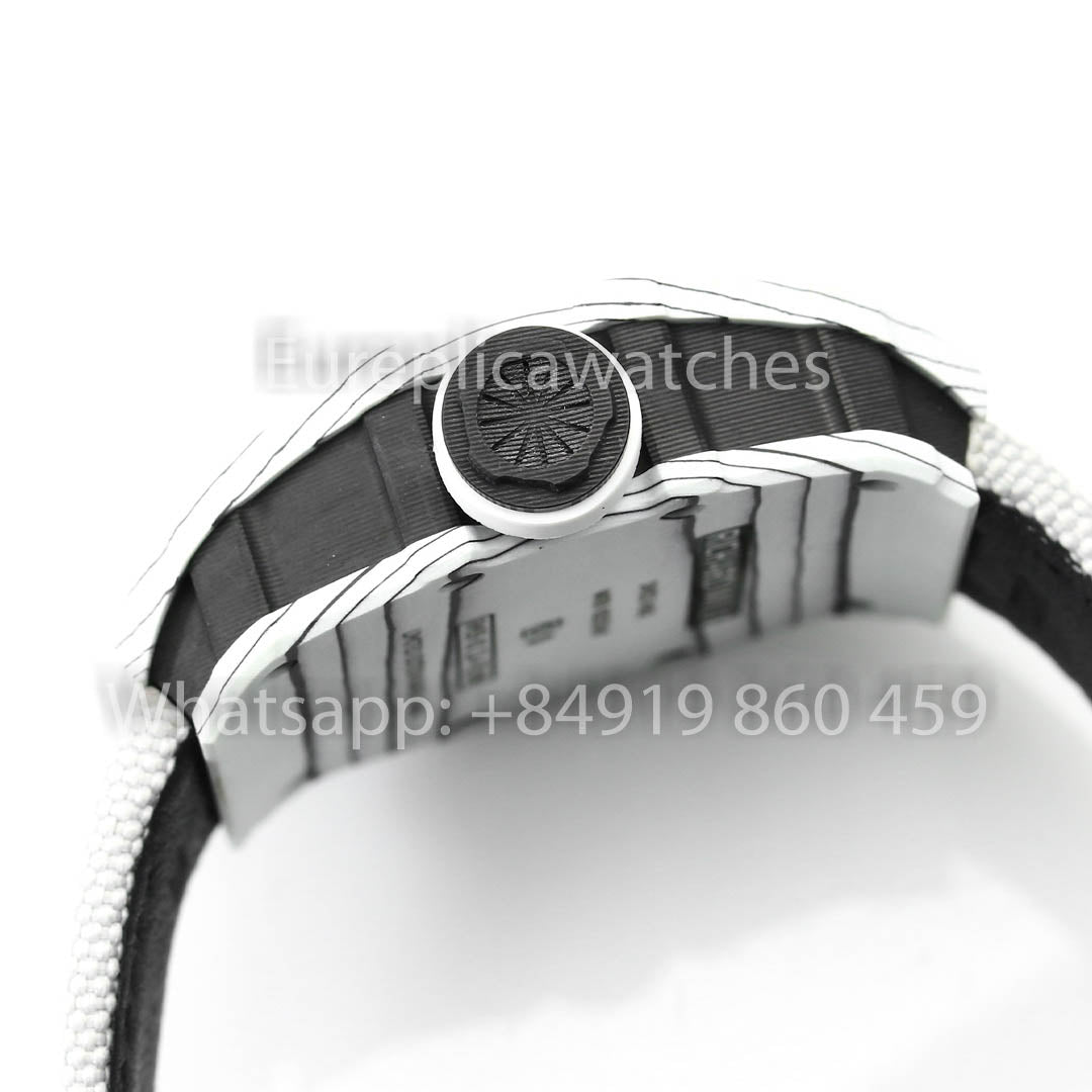 Richard Mille RM35-01 Carbono Branco 1:1 Melhor Clone BBR Factory V2 Cinta de Velcro Branca
