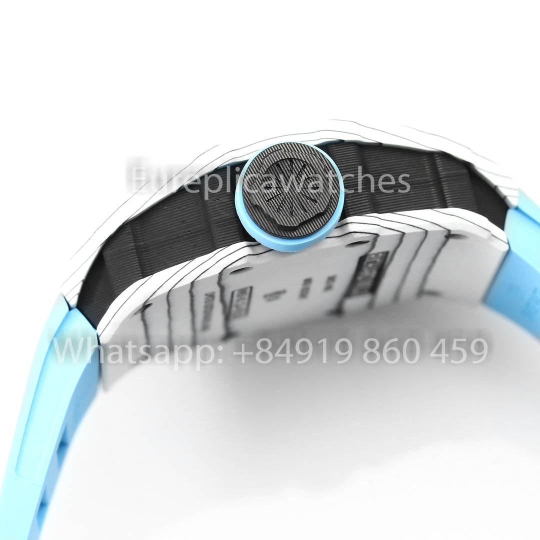 Richard Mille RM35-01 Carbono Branco 1:1 Melhor Clone BBR Factory V2 Pulseira de Borracha Azul
