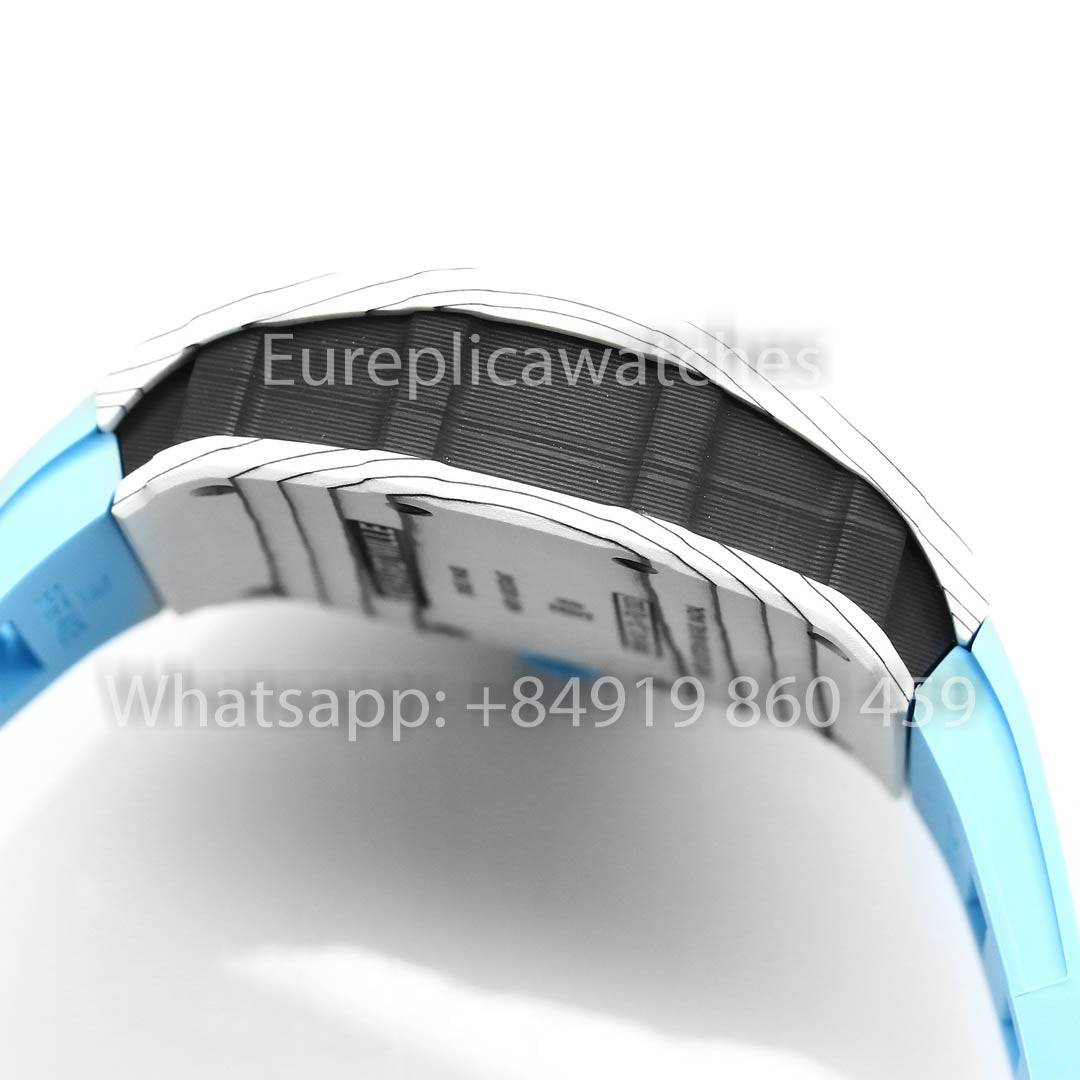Richard Mille RM35-01 Carbono Branco 1:1 Melhor Clone BBR Factory V2 Pulseira de Borracha Azul