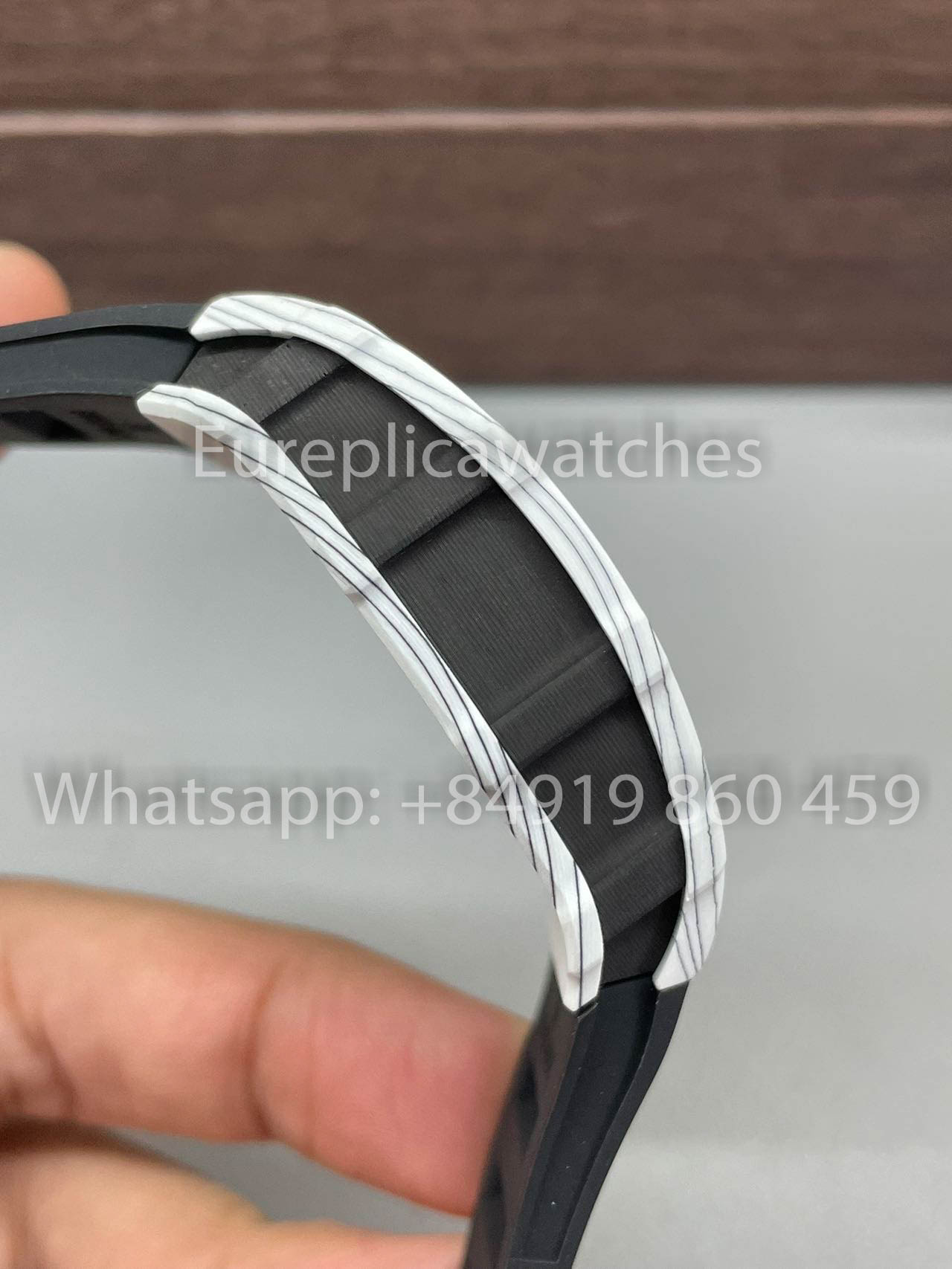 Richard Mille RM35-01 Caixa de carbono branco 1:1 Best Clone BBR Factory V2 Pulseira de borracha preta