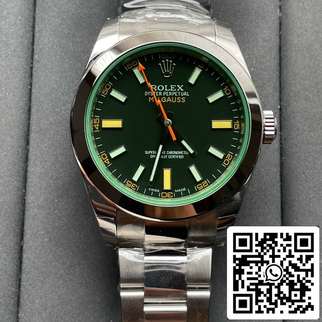 Rolex Milgauss 116400GV JVS Factory 1:1 Melhor Edição Suíço ETA3131 Mostrador Preto