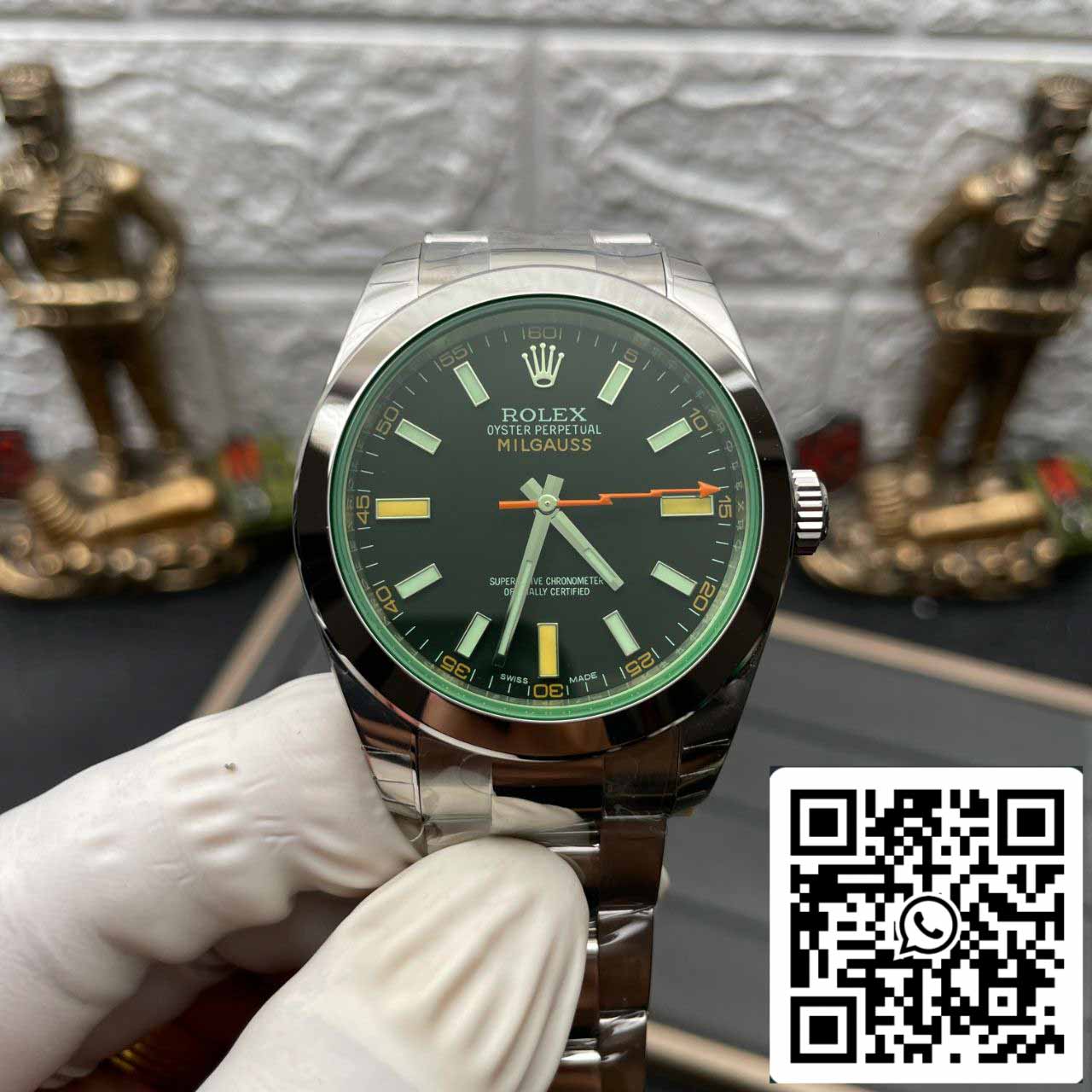 Rolex Milgauss 116400GV JVS Factory 1:1 Melhor Edição Suíço ETA3131 Mostrador Preto