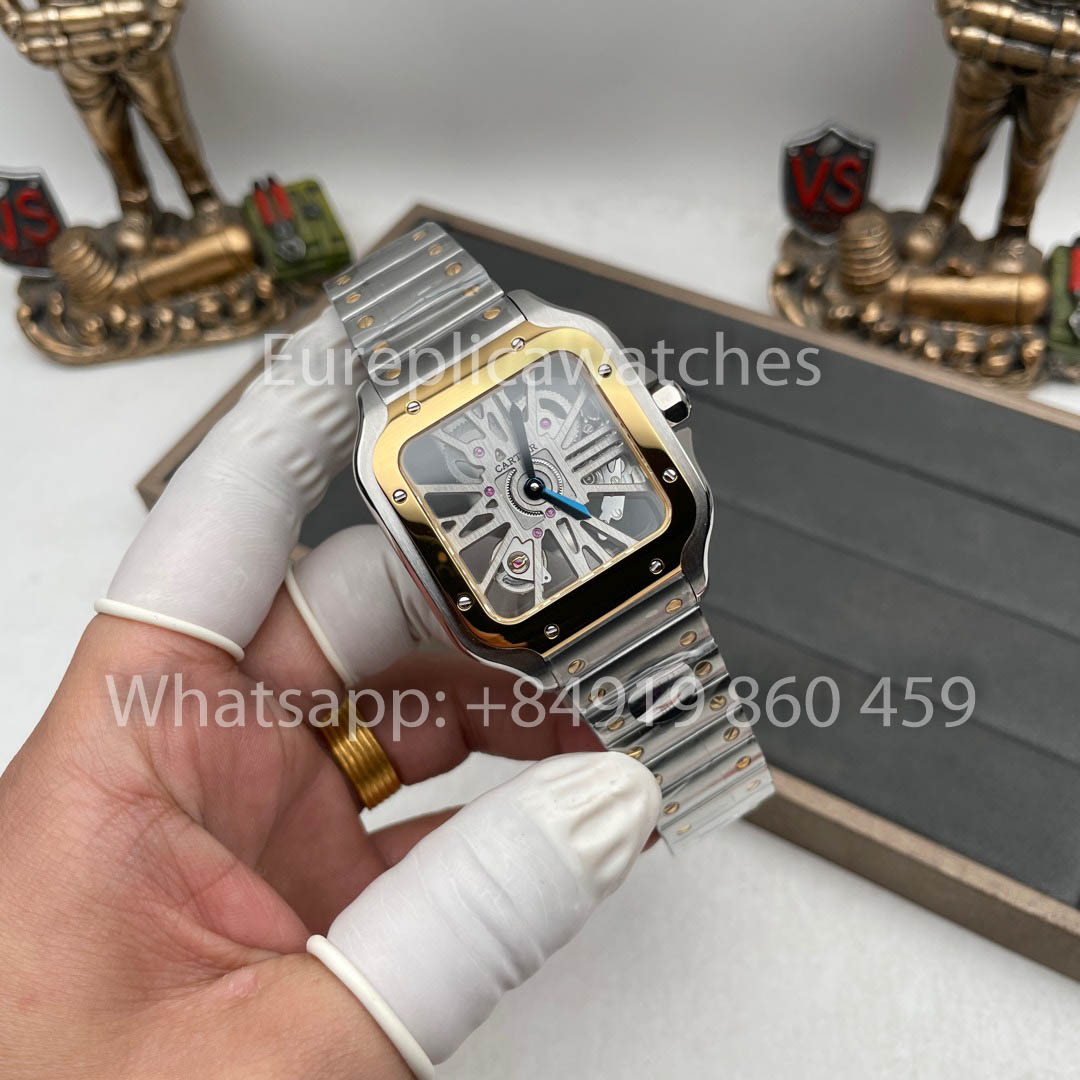 Cartier santos Skeleton WR007017 40mm THB Fábrica 1:1 Melhor Clone Super Clone