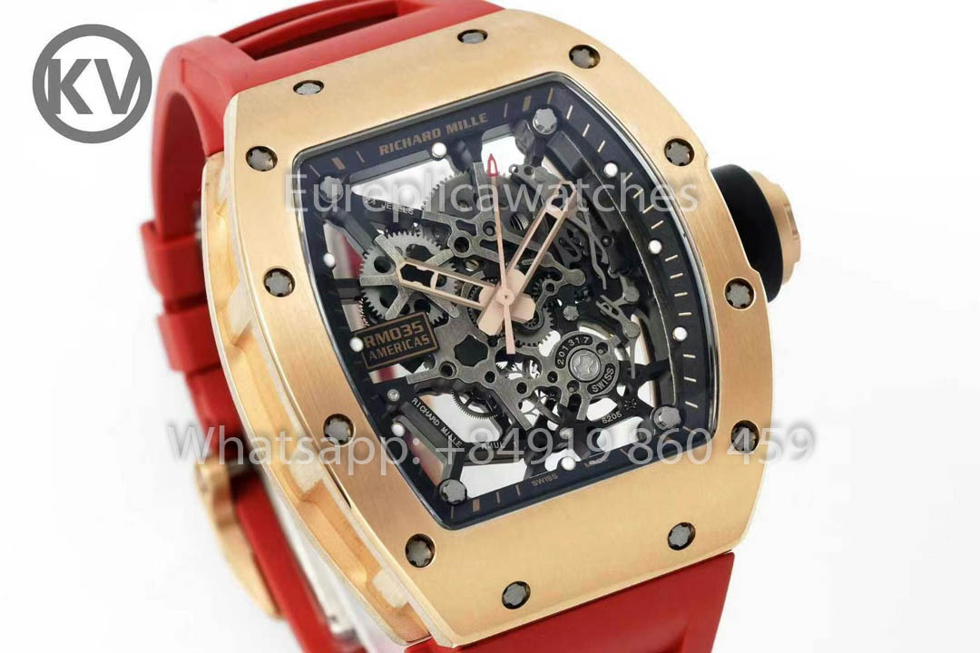 Richard Mille RM035 Toro Americas Edition Ouro rosa e pulseira laranja 1:1 Melhor clone KV Factory