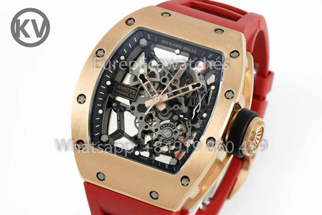 Richard Mille RM035 Toro Americas Edition Ouro rosa e pulseira laranja 1:1 Melhor clone KV Factory