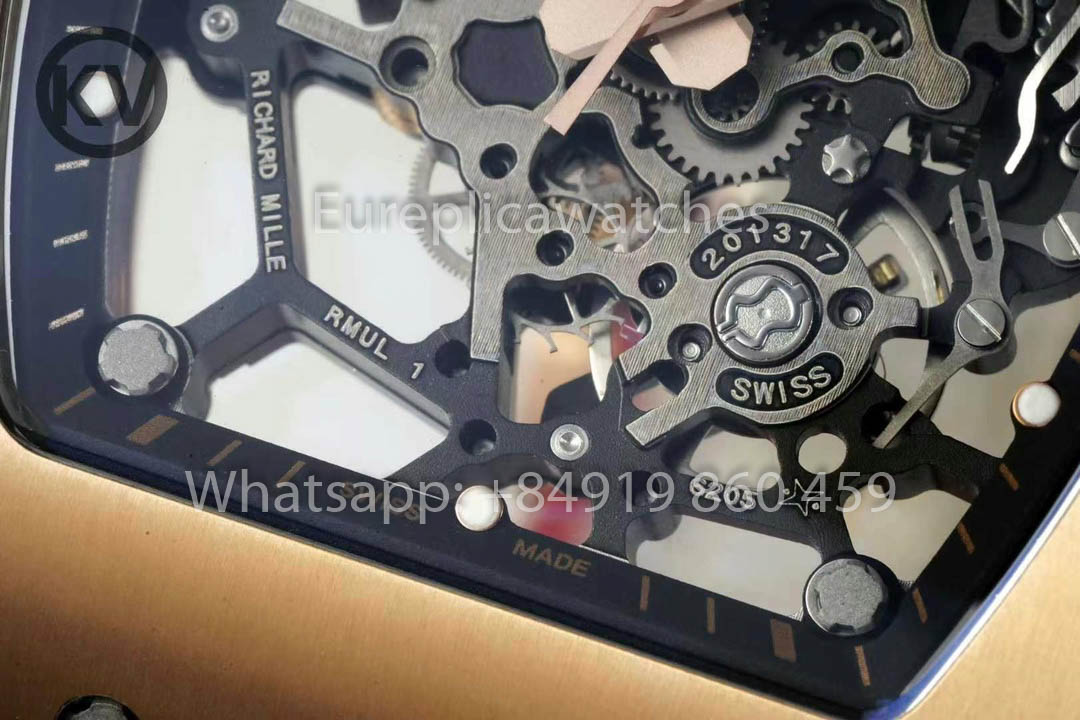 Richard Mille RM035 Toro Americas Edition Ouro rosa e pulseira laranja 1:1 Melhor clone KV Factory