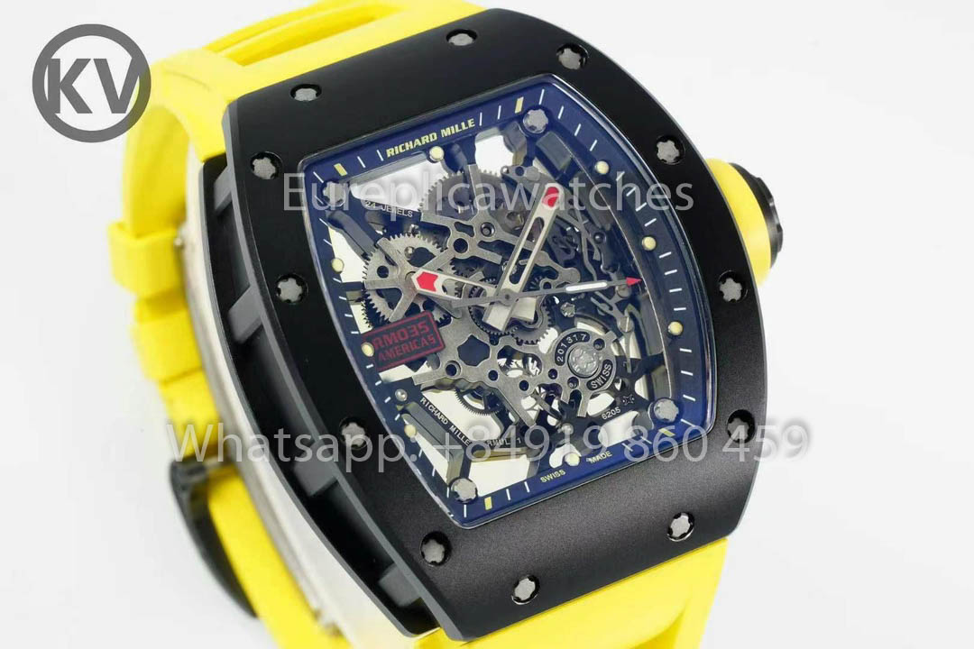 Richard Mille RM035 Toro Americas Edition 1:1 Melhor Clone KV Factory Pulseira Amarela