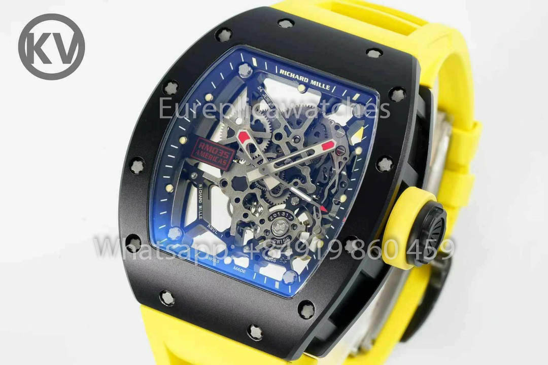 Richard Mille RM035 Toro Americas Edition 1:1 Melhor Clone KV Factory Pulseira Amarela