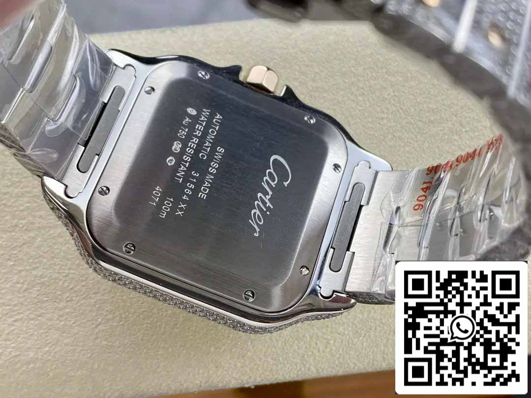 Santos De Cartier Diamond Watches Numeric Rose Gold Dial 1:1 Best Edition AMG Factory Swarovski Stone