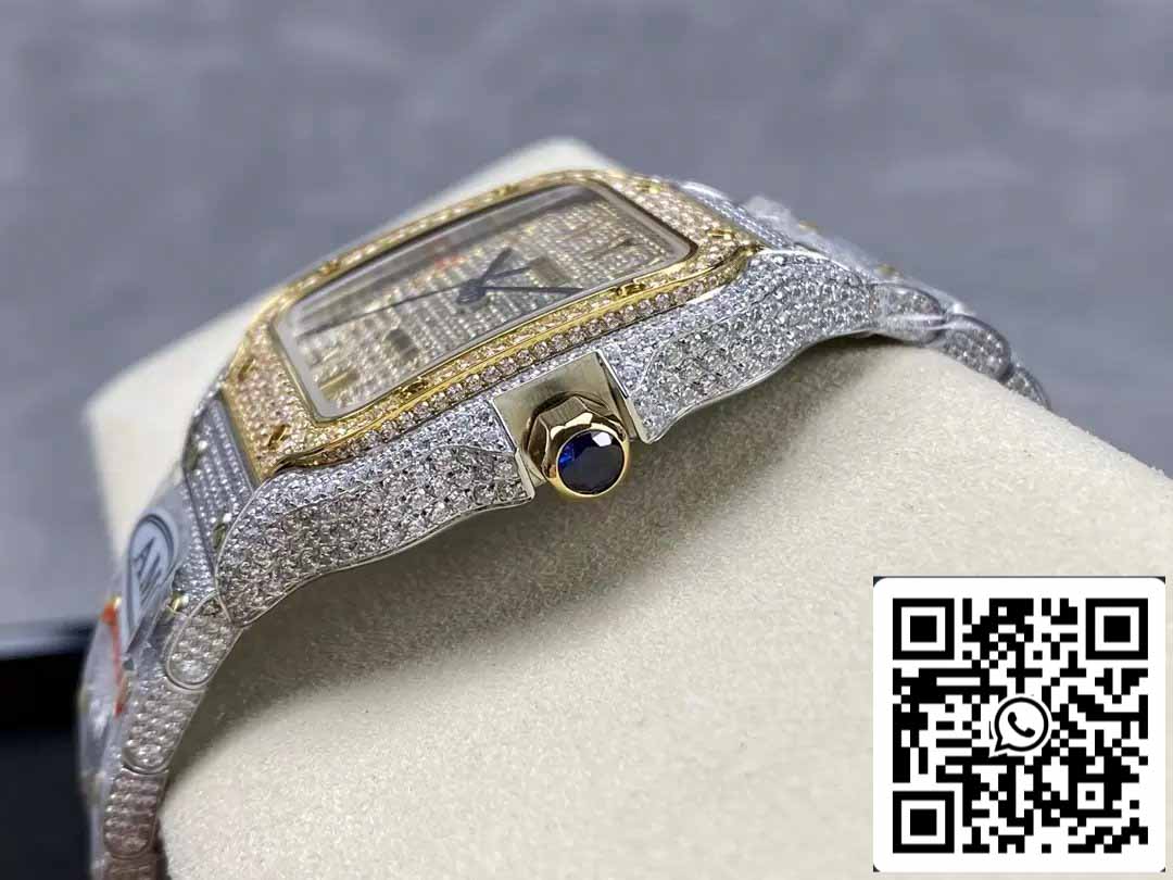 Santos De Cartier Diamante Numérico Cor Dial Ouro Amarelo 1:1 Melhor Edição AMG Fábrica Pedra Swarovski