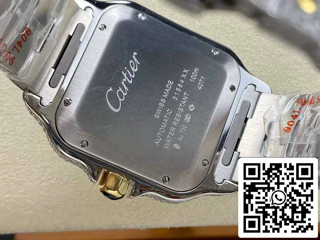 Santos De Cartier Diamante Numérico Mostrador Ouro Amarelo 1:1 Melhor Edição AMG Fábrica Pedra Swarovski