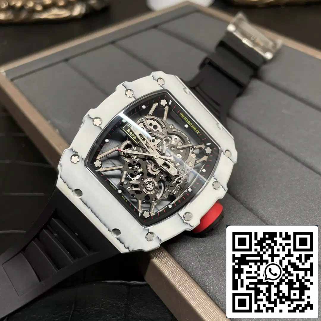 Richard Mille RM35-01 Sonic Factory 1:1 Best Edition Branco Carbono NTPT Pulseira de Borracha Preta