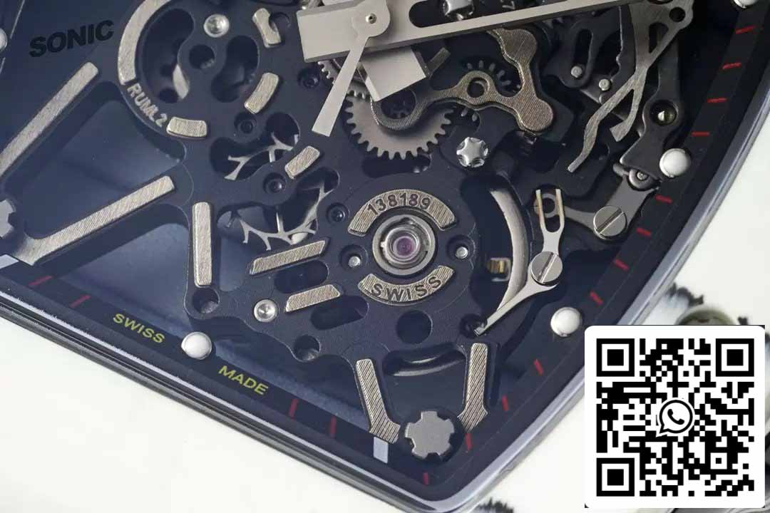 Richard Mille RM35-01 Sonic Factory 1:1 Best Edition Branco Carbono NTPT Pulseira de Borracha Vermelha