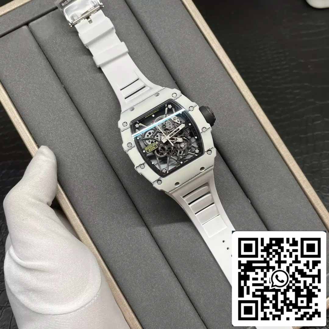 Richard Mille RM35-01 Sonic Factory 1:1 Best Edition Branco Carbono NTPT Pulseira de Borracha Branca