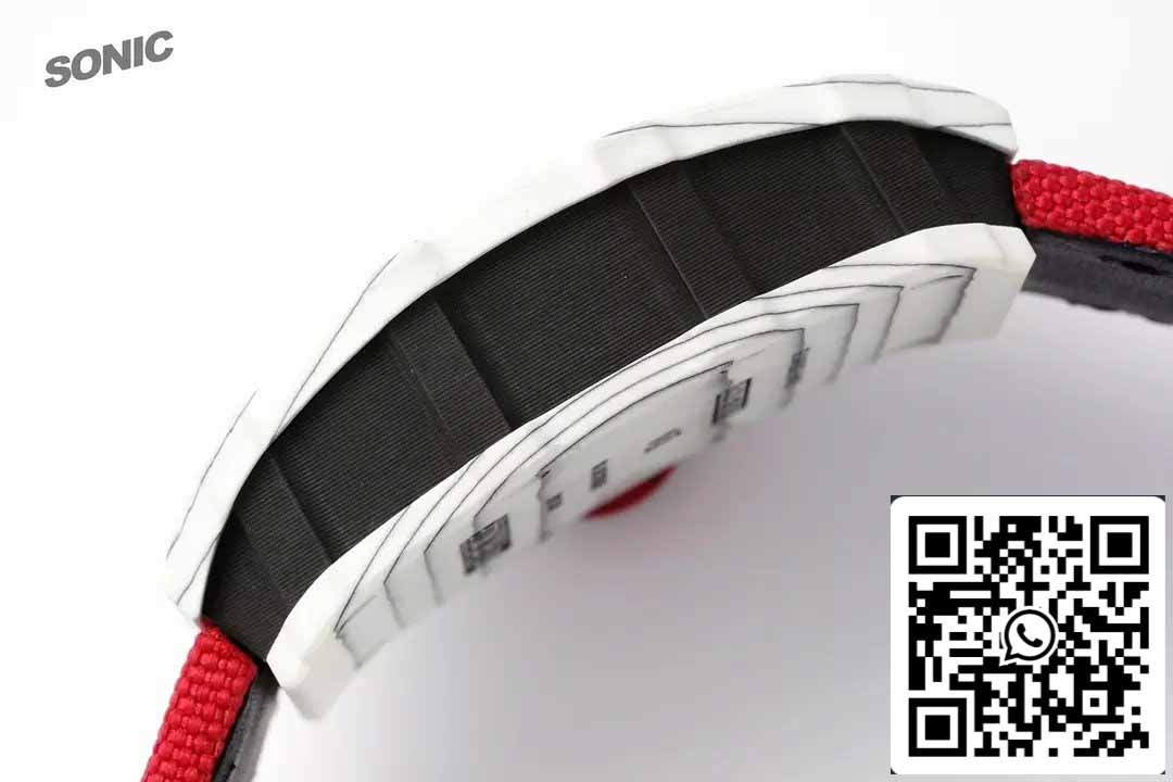 Richard Mille RM35-01 Sonic Factory 1:1 Best Edition Branco Carbono NTPT Vermelho Velcro Strap