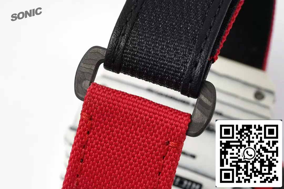 Richard Mille RM35-01 Sonic Factory 1:1 Best Edition Branco Carbono NTPT Vermelho Velcro Strap