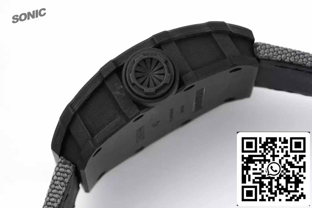 Richard Mille RM35-01 Sonic Factory 1:1 Best Edition Branco Carbono NTPT Cinta de Velcro Cinza