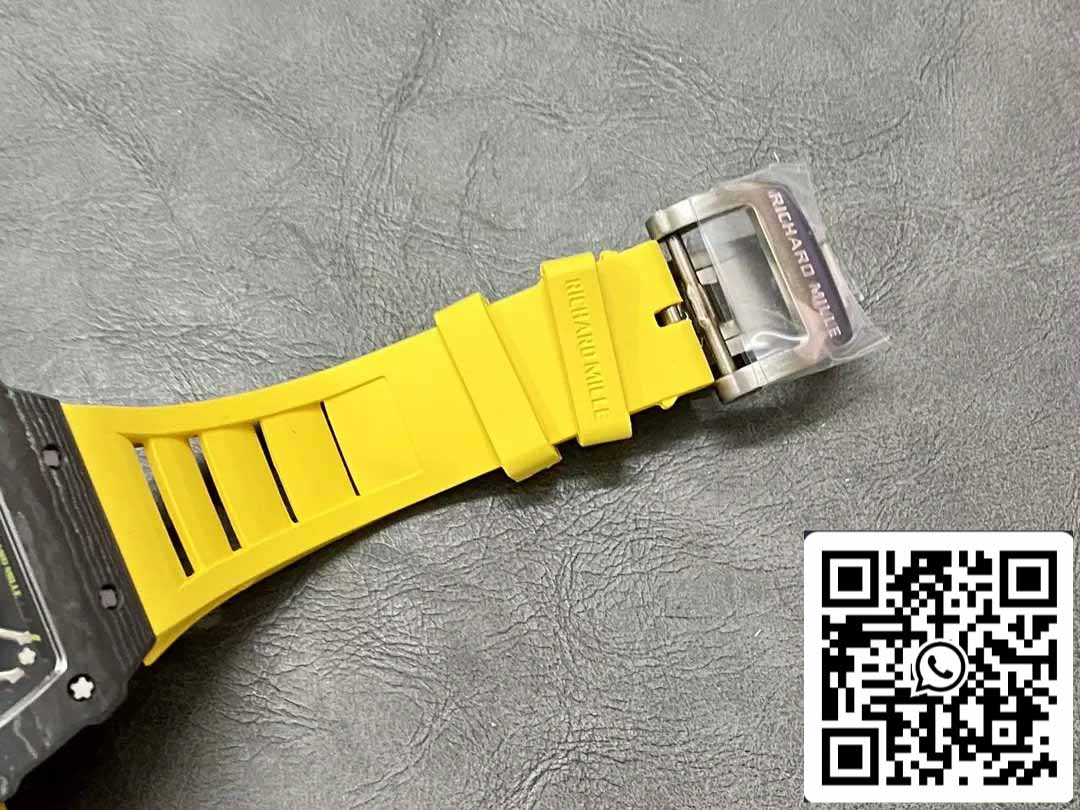 Richard Mille RM35-01 Sonic Factory 1:1 Best Edition Preto Carbono NTPT Pulseira de Borracha Amarela