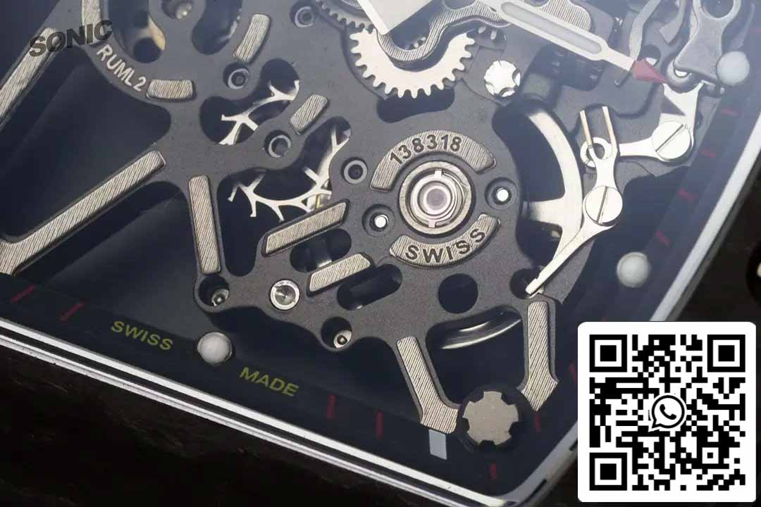 Richard Mille RM35-01 Sonic Factory 1:1 Best Edition Preto Carbono NTPT Pulseira de Borracha Preta
