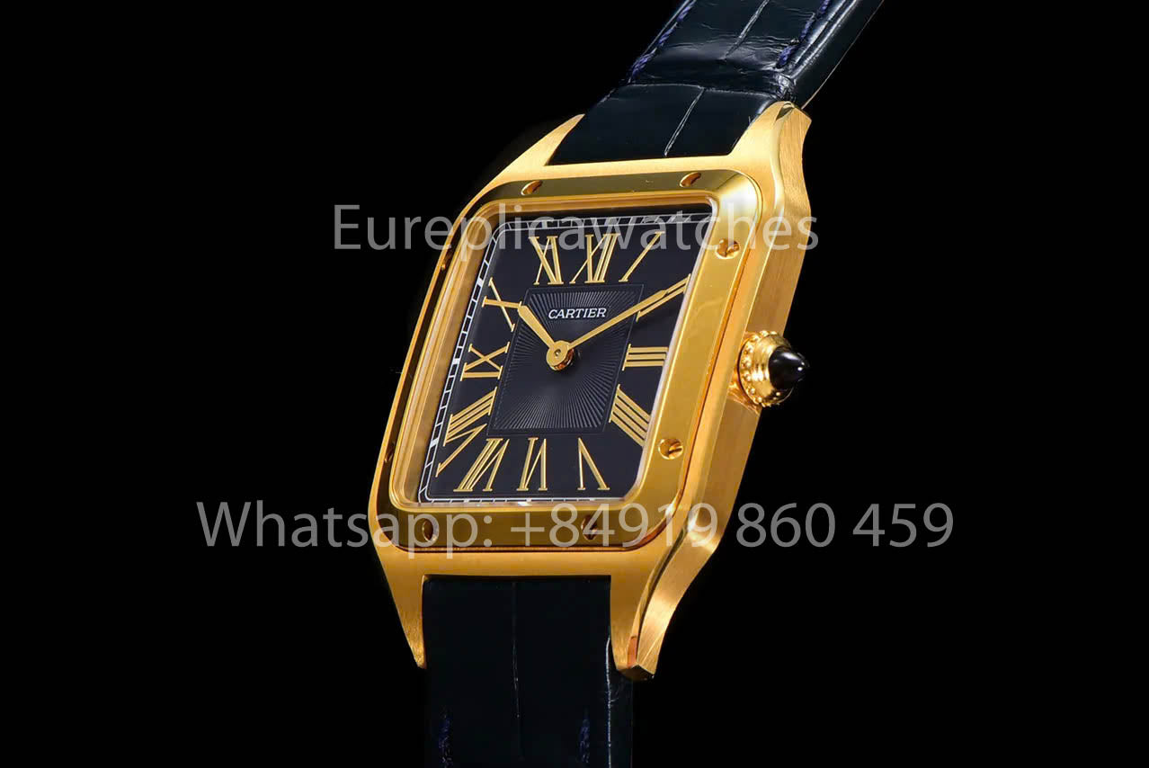 Cartier Santos-Dumont WGSA0077 1:1 Best Clone F1 Factory Yellow Gold Blue Dial