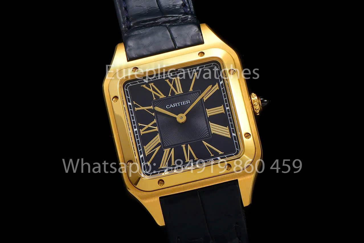 Cartier Santos-Dumont WGSA0077 1:1 Best Clone F1 Factory Yellow Gold Blue Dial
