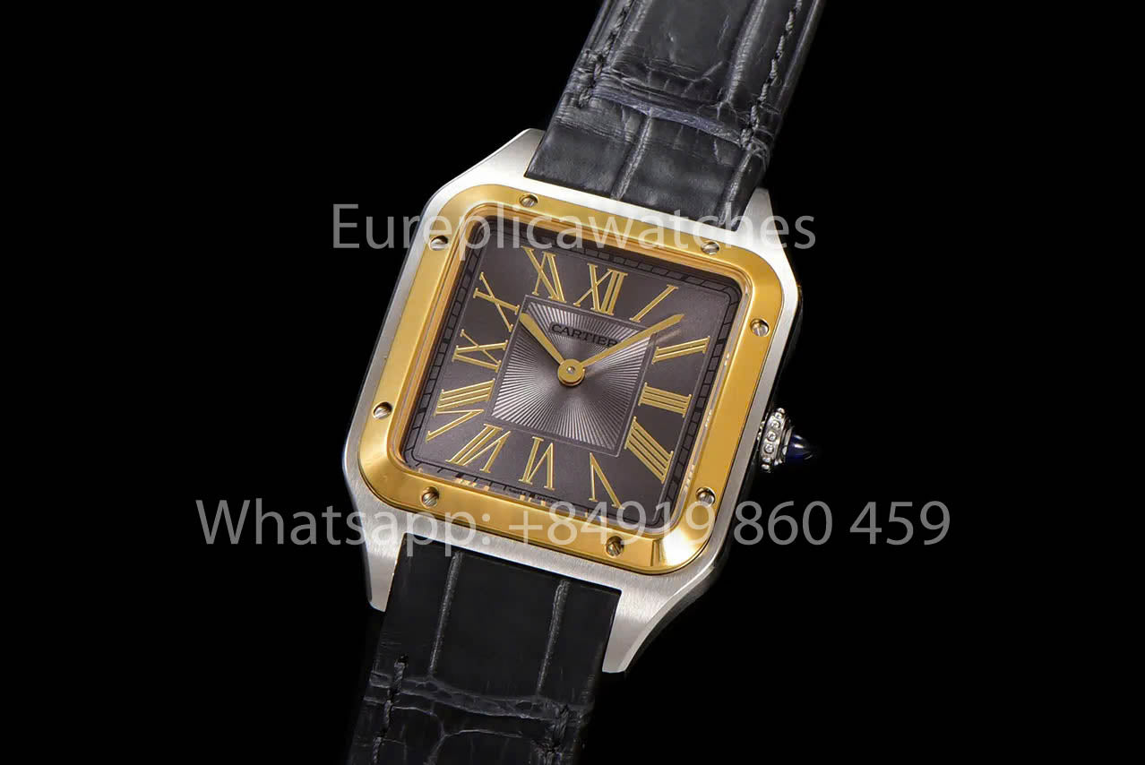 Cartier Santos-Dumont W2SA0015 1:1 Best Clone F1 Factory Grey Dial Yellow Gold Bezel