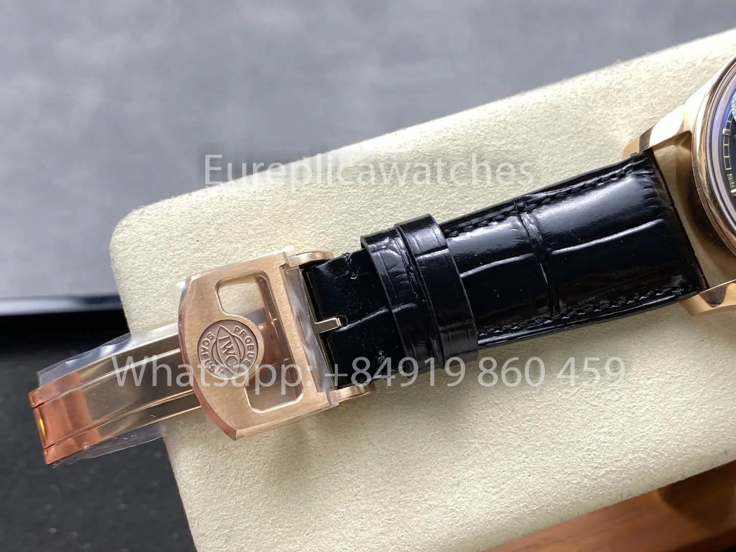 IWC Português IW501707 APS Fábrica 1:1 Melhor Clone Relógio Mostrador Preto Pulseira de Couro