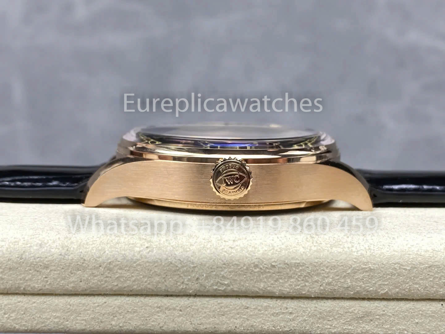 IWC Português IW501707 APS Fábrica 1:1 Melhor Clone Relógio Mostrador Preto Pulseira de Couro