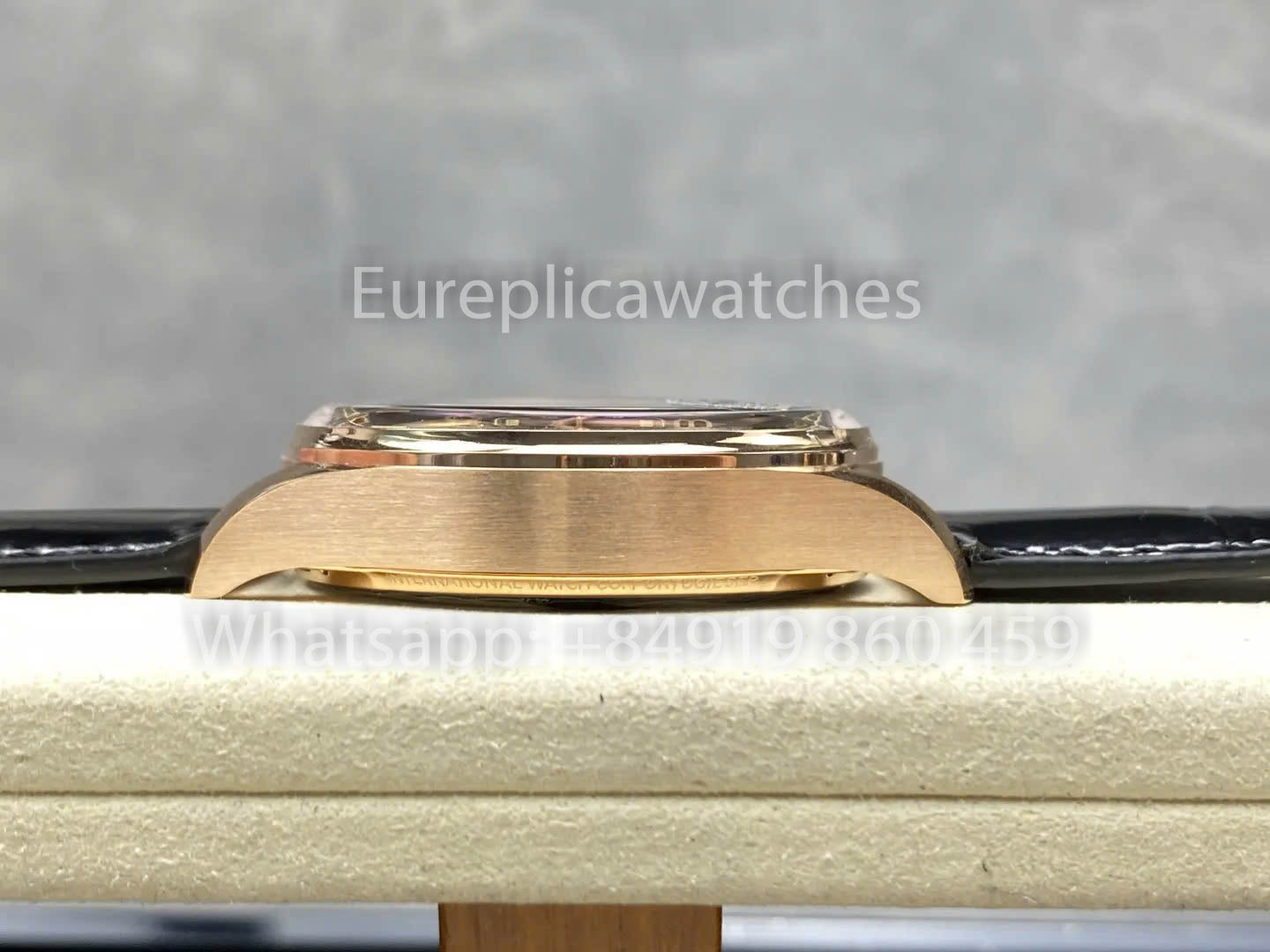 IWC Português IW501707 APS Fábrica 1:1 Melhor Clone Relógio Mostrador Preto Pulseira de Couro