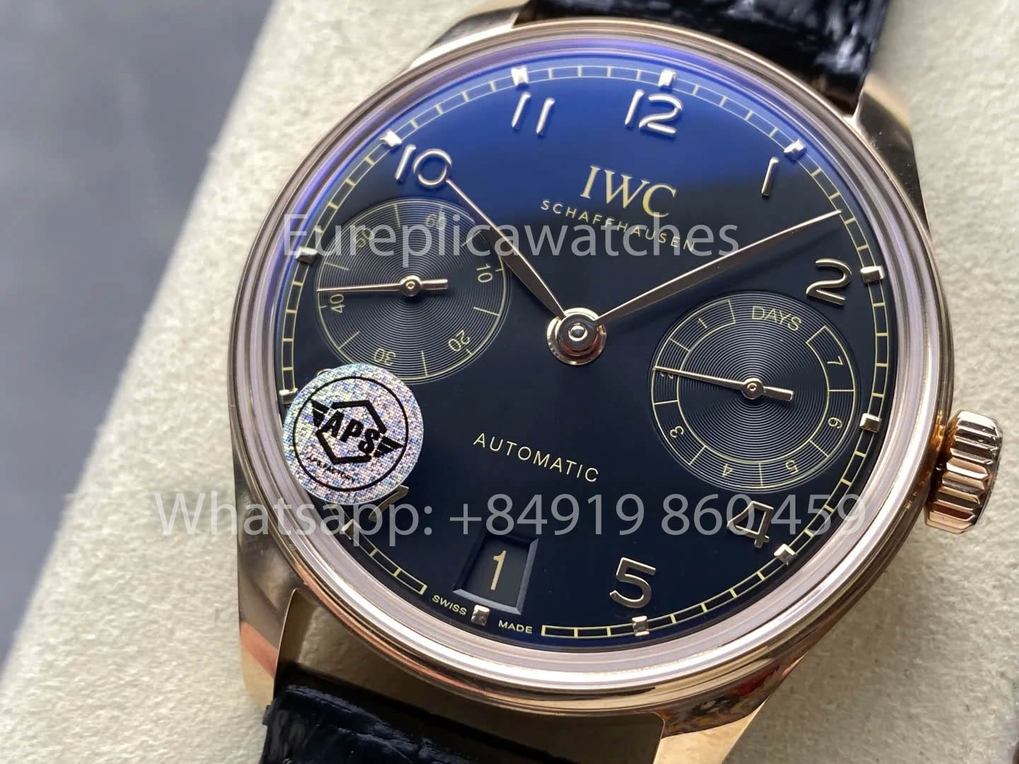 IWC Português IW501707 APS Fábrica 1:1 Melhor Clone Relógio Mostrador Preto Pulseira de Couro