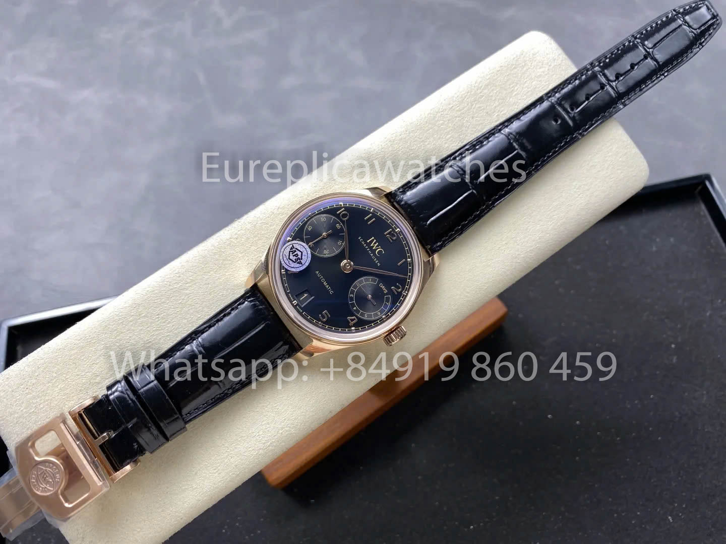 IWC Português IW501707 APS Fábrica 1:1 Melhor Clone Relógio Mostrador Preto Pulseira de Couro